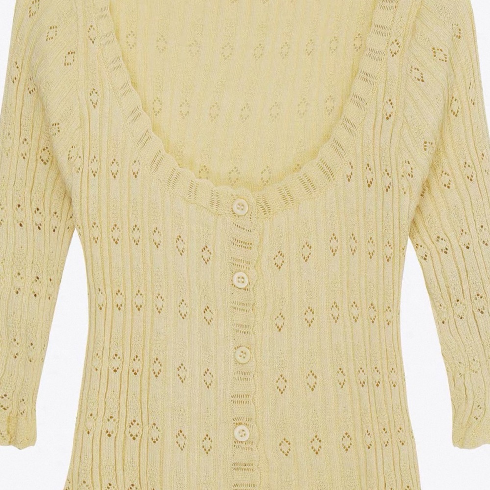 Yellow Knit Button-Up Cardigan